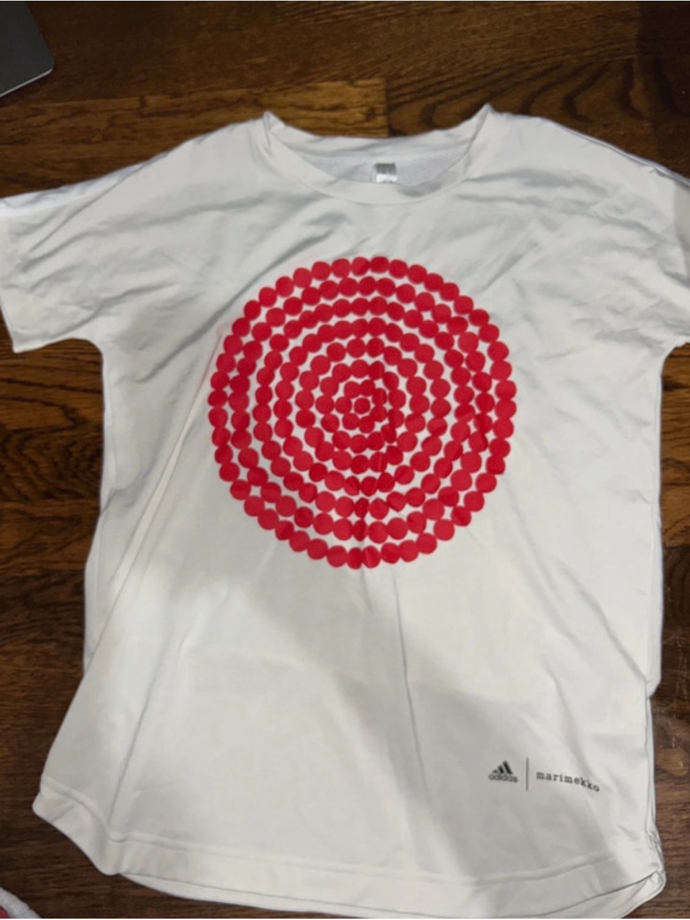 Adidas Marimekko Girls' White Tee with Red Circle Print